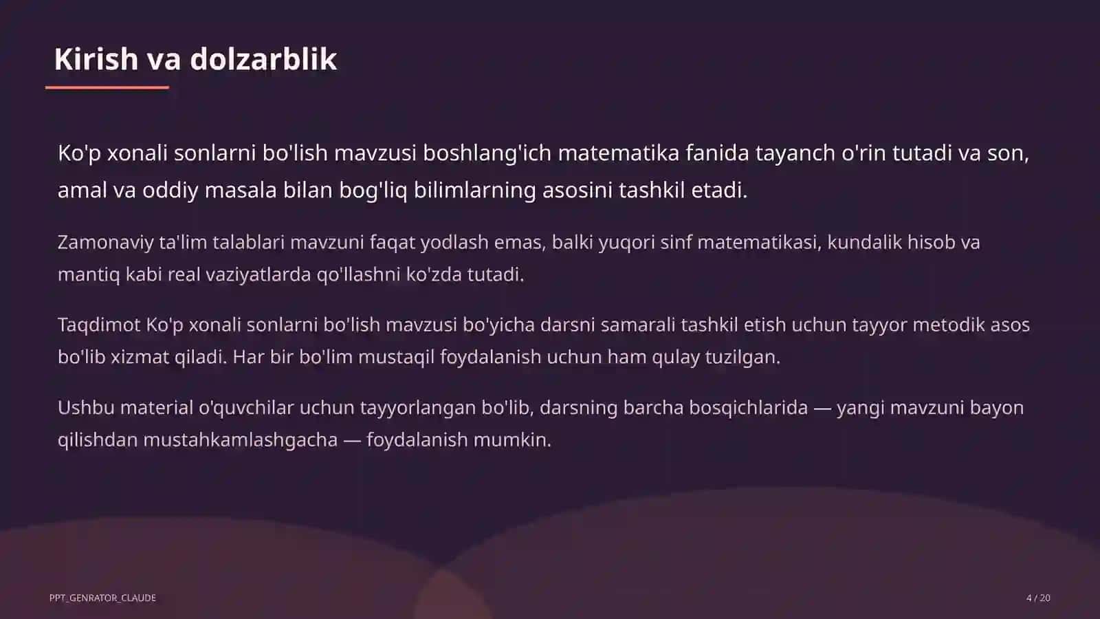 Ko'p xonali sonlarni bo'lish (4-sinf) 4