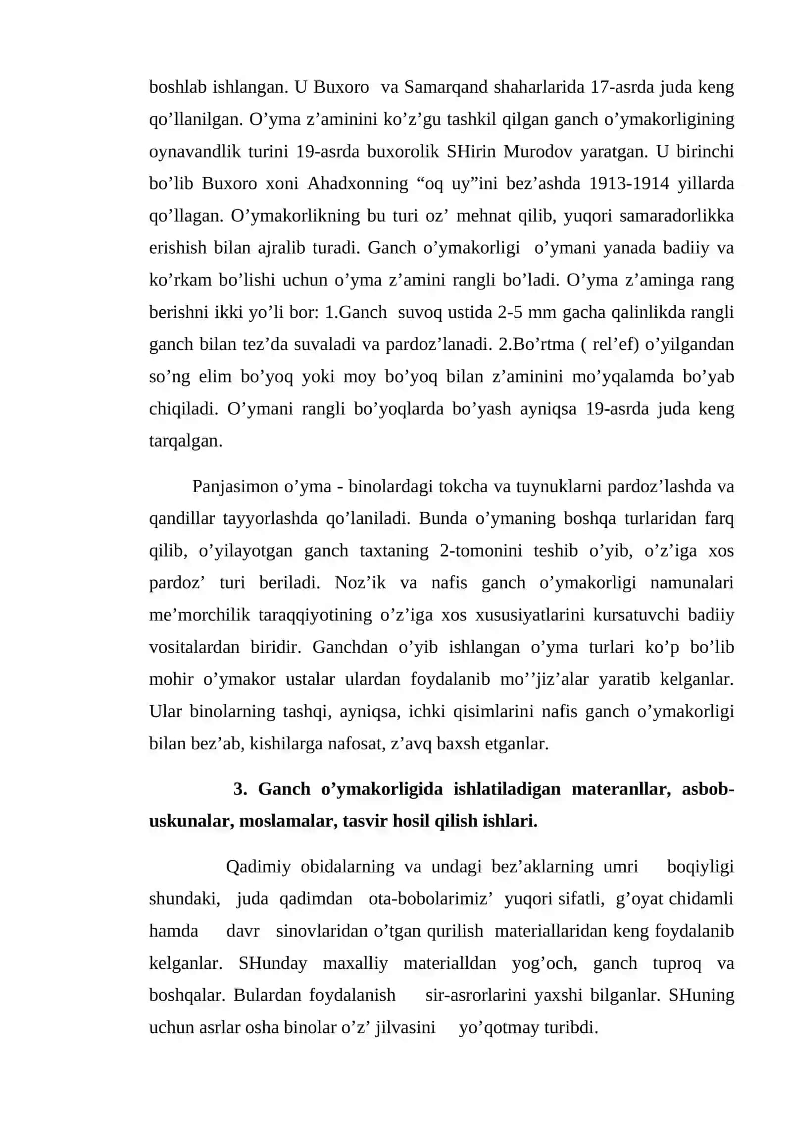 Gаnchkоrlik san’ati haqida. Gаnch materiallari, moslamalari, tasvir hosil qilish ishlari 4