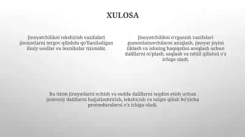 Kriminalistika fanining vazifalari krminalistika faninig tizimi 4