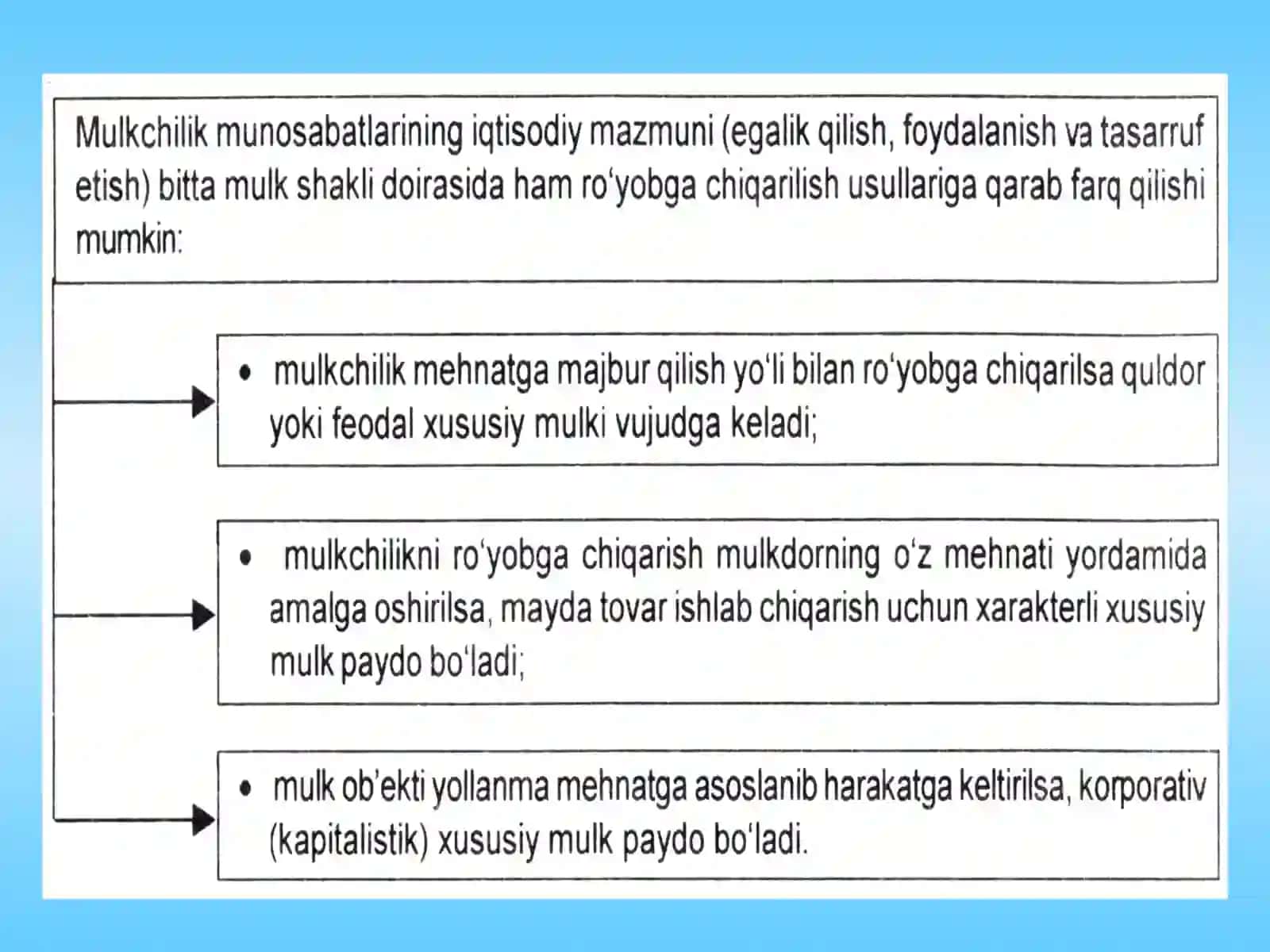 TADBIRKORLIK, XUSUSIYLASHTIRISH VA MULKCHILIK MUNOSABATLARI 4