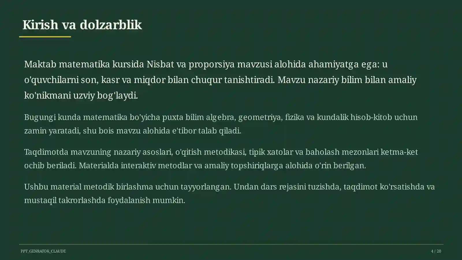Nisbat va proporsiya (6-sinf) 4