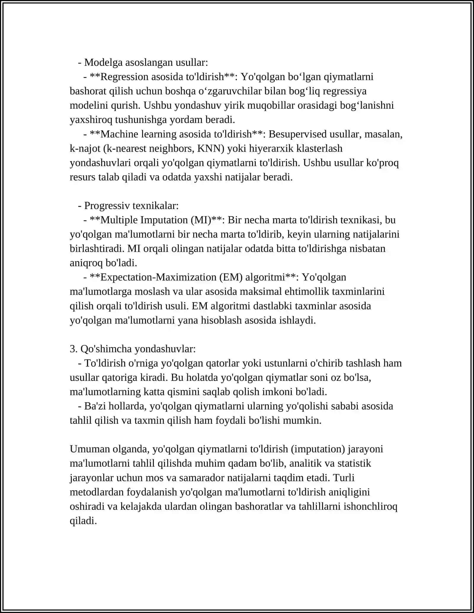 MA’LUMOTLARNI TOZALASH (DATA CLEANING) VA TAYYORLASH (PREPROCESSING) BOSQICHLARI 4