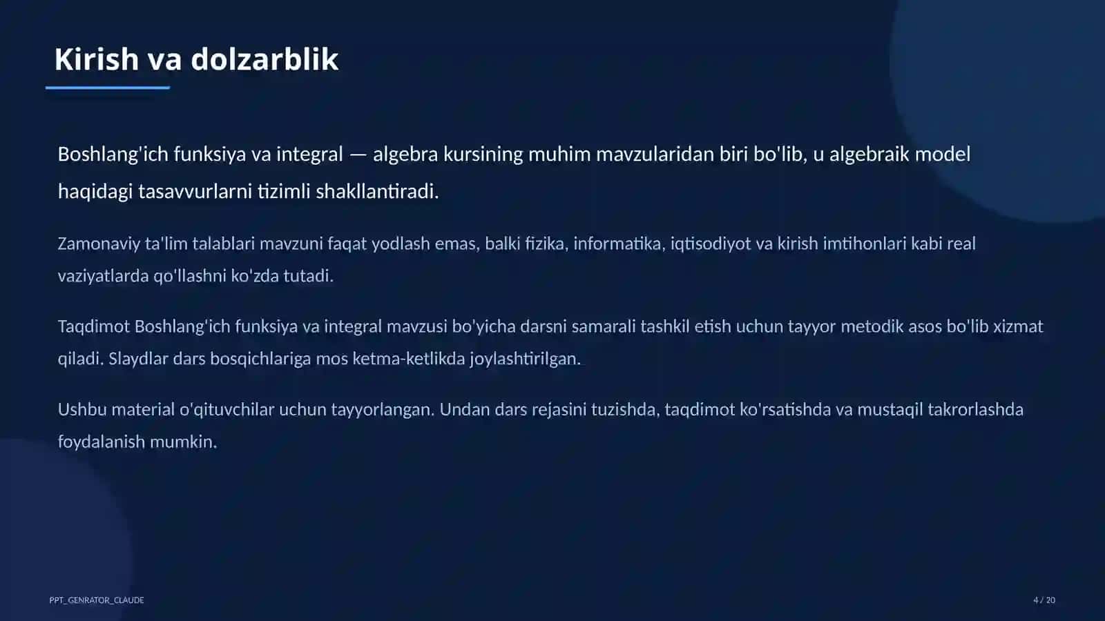Boshlang'ich funksiya va integral (11-sinf) 4