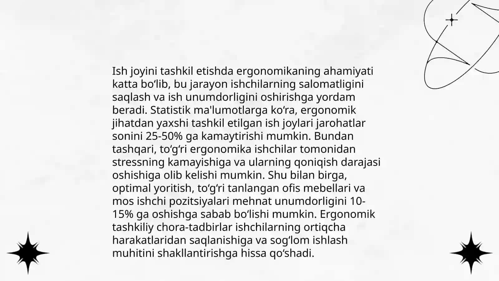 Mehnat faoilyati jarayonida ergonomikaning roli 4