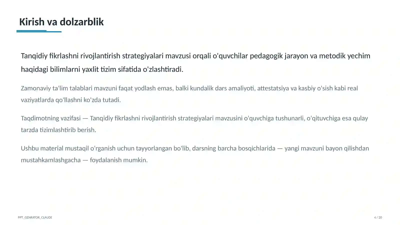 Tanqidiy fikrlashni rivojlantirish strategiyalari 4