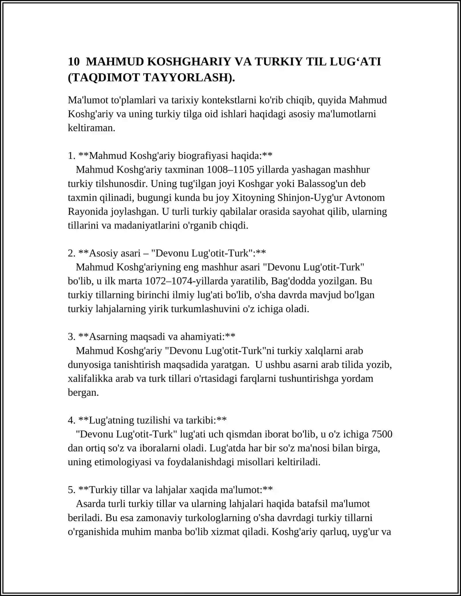 MASHG’ULOTLAR SHAKLI: MUSTAQIL TA’LIM (MT) 4