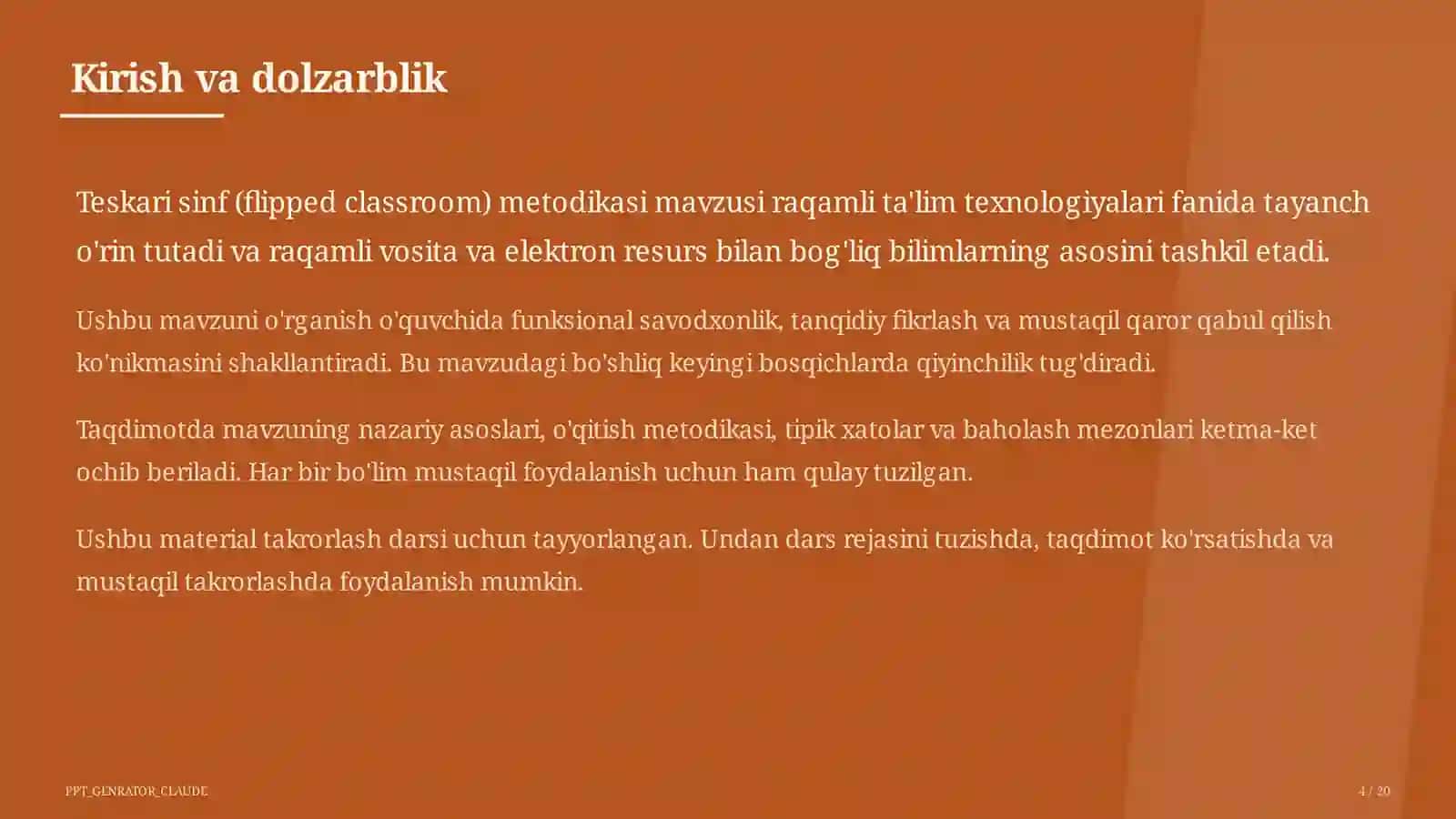 Teskari sinf (flipped classroom) metodikasi 4