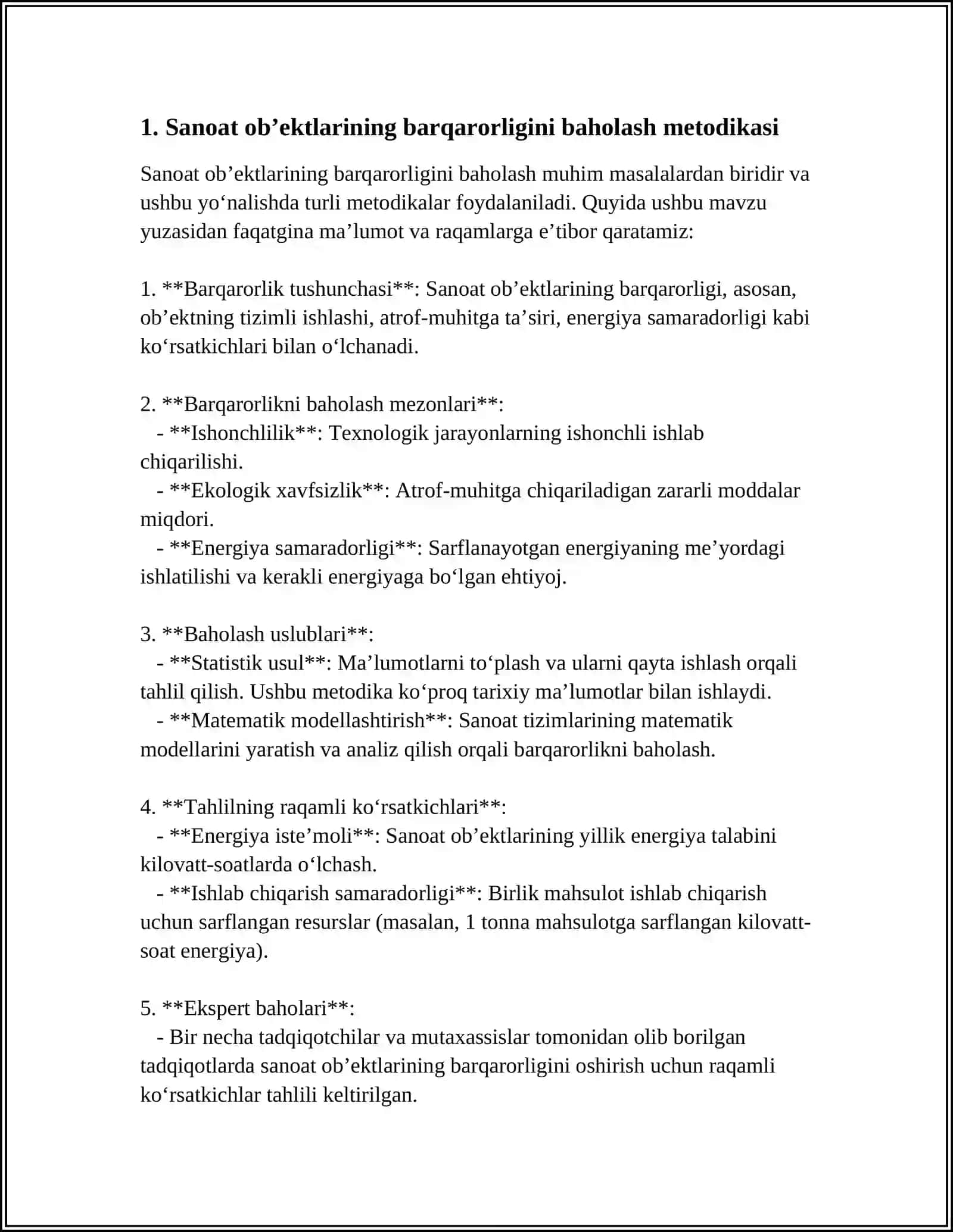 Sanoat ob’ektlarining barqarorligini o’rganish 4