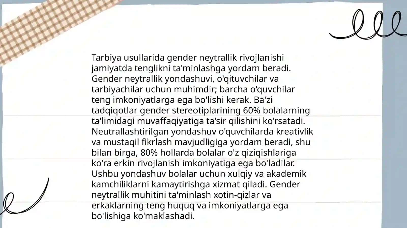 Gender tarbiya usullarini tanlashga qóyiladigan talablar. Gender tarbiya asosida óquvchilar shaxsini har tomonlama kamol toptirish 4