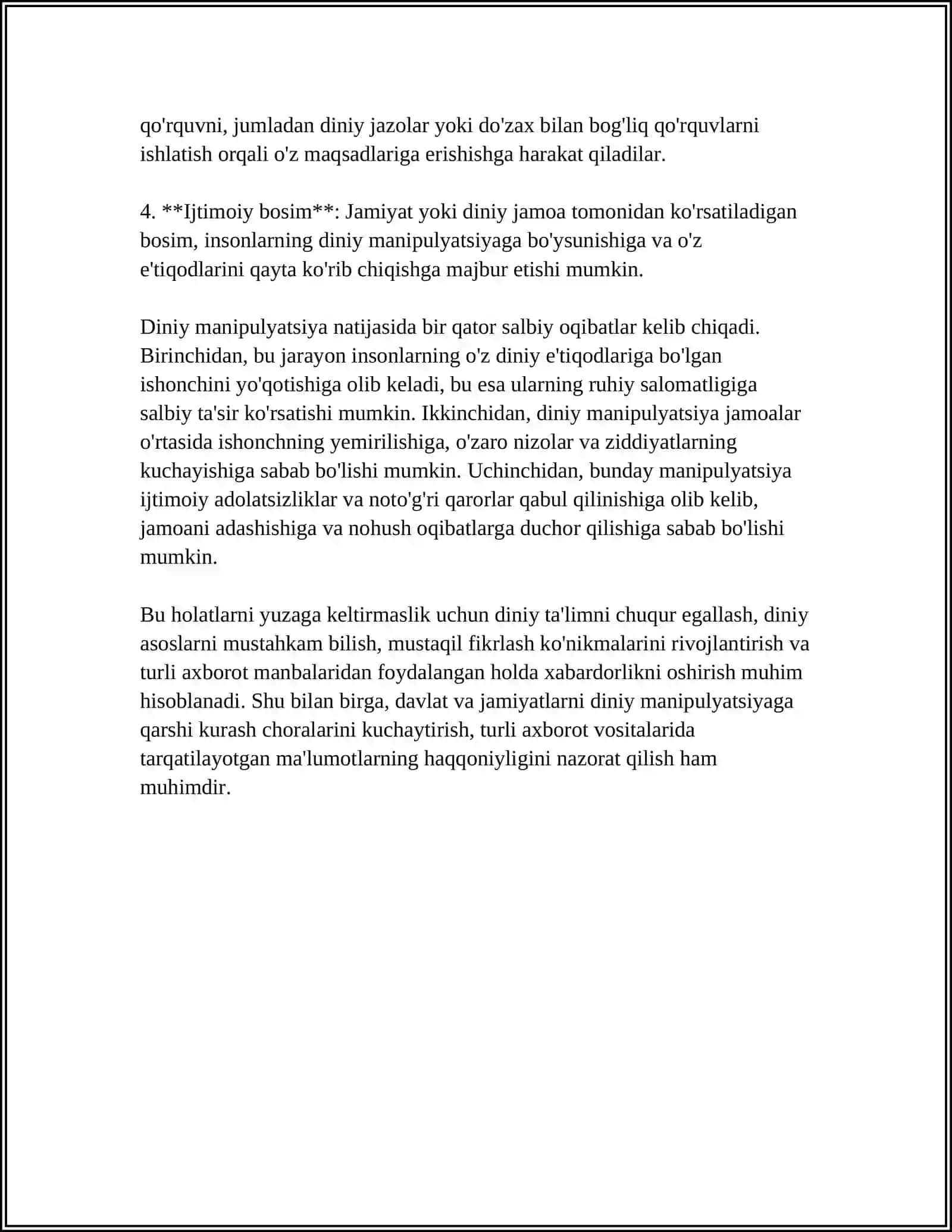 DINIY MANIPULYATSIYANING INSON ONGIGA TAʼSIRI MAVZUSIDA REFERAT TAYYORLASH 4