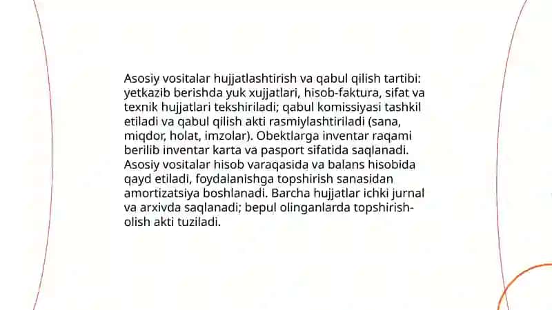 Asosiy vositalar hisobini tashkil etish 4