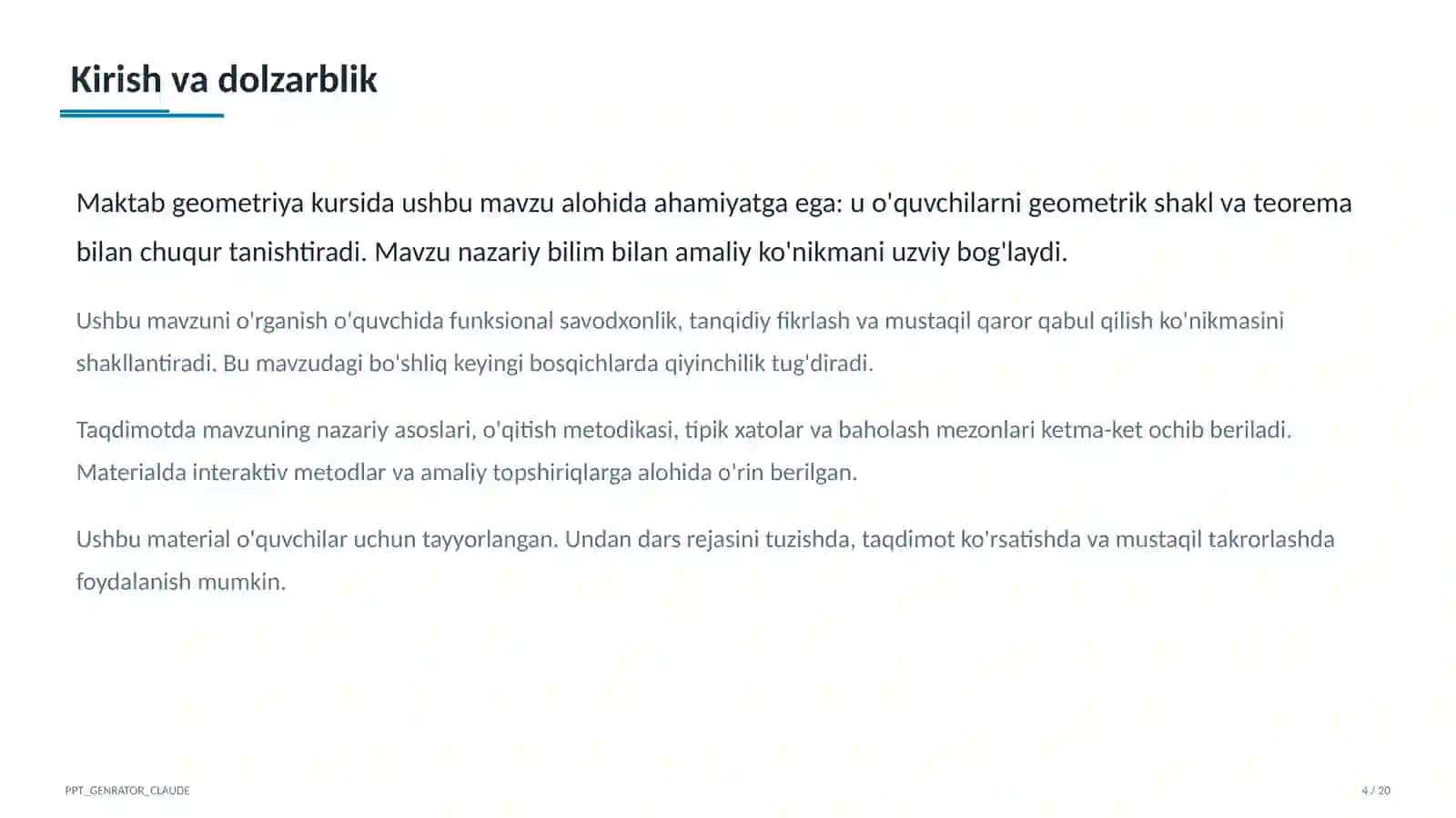 Koordinatalar metodi: to'g'ri chiziq va aylana tenglamalari (9-sinf) 4