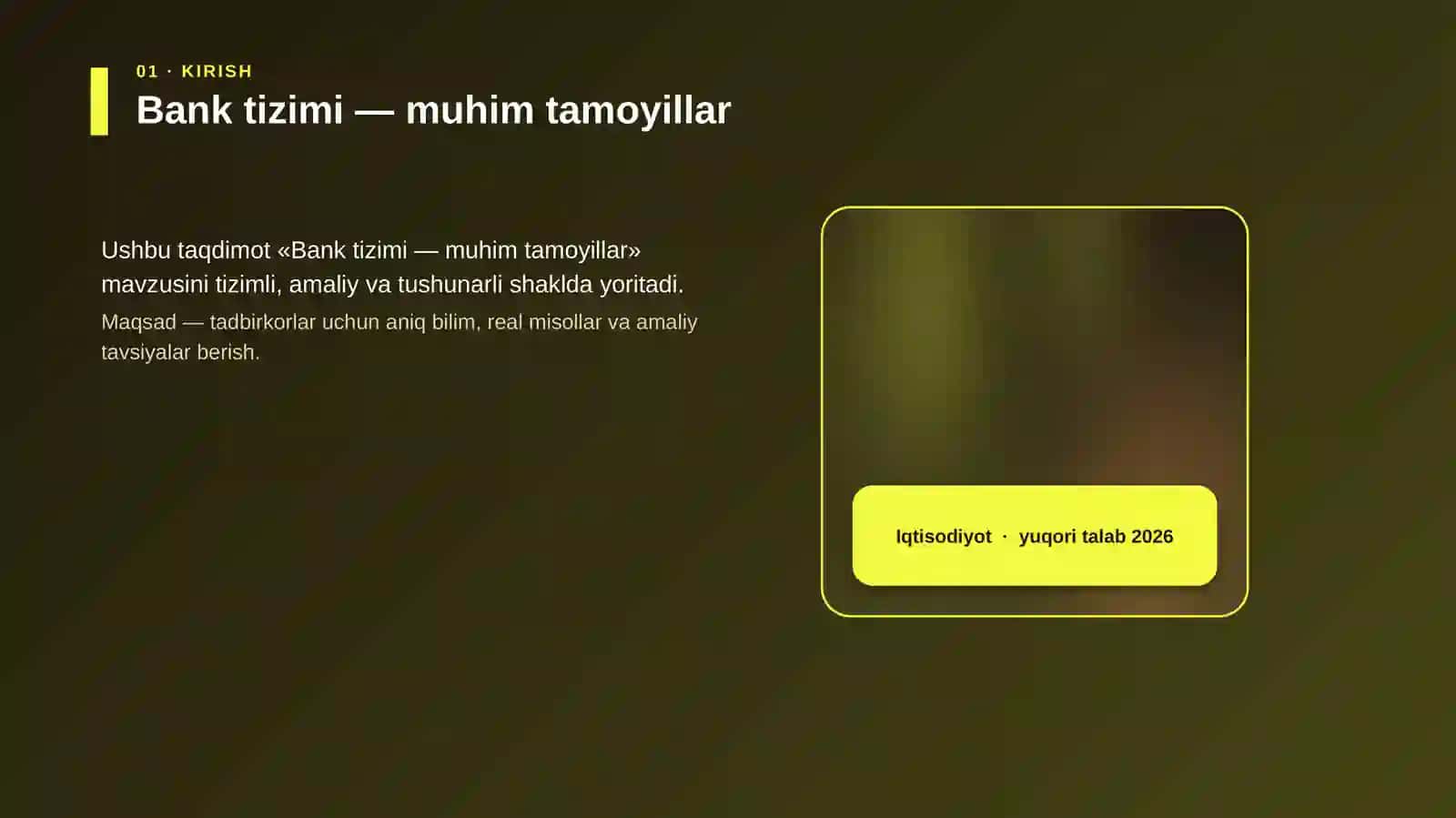 Bank Tizimi - Muhim Tamoyillar 4