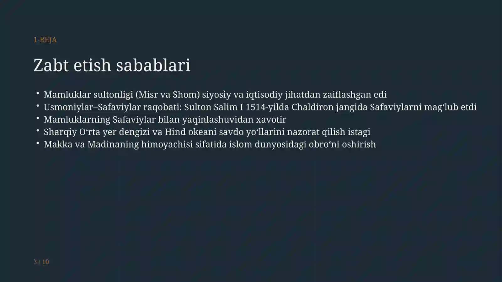 Arab davlatlari Usmoniylar imperiyasi hukmronligi ostida XVI asr – XX asr boshlari 4