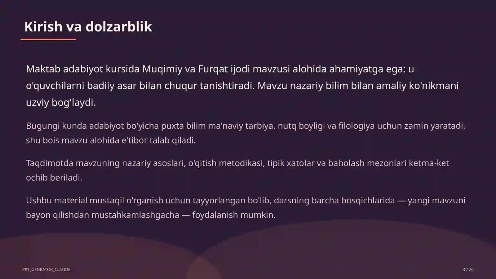 Muqimiy va Furqat ijodi (10-sinf) 4
