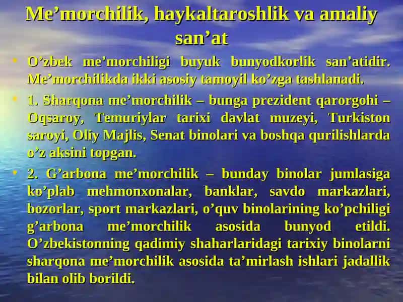 MUSTAQILLIK YILLARIDA O’ZBEKISTONDAGI MA’NAVIY VA MADANIY TARAQQIYOT 4