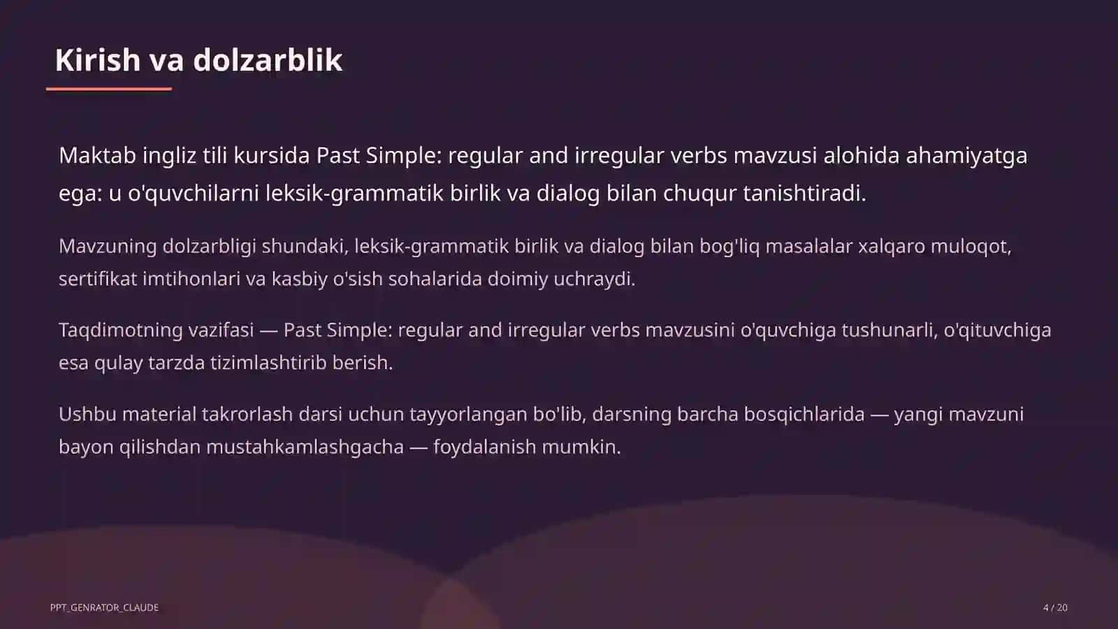 Past Simple: regular and irregular verbs (6-sinf) 4