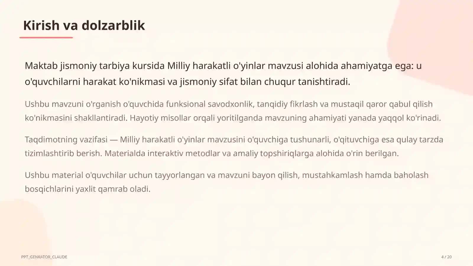 Milliy harakatli o'yinlar (4-sinf) 4