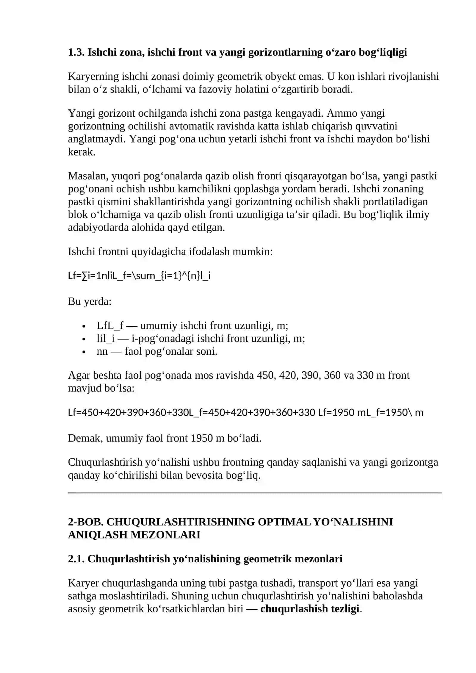 CHUQURLASHTIRISHNING OPTIMAL YO‘NALISHINI GRAFIK-ANALITIK USULDA ANIQLASH 4
