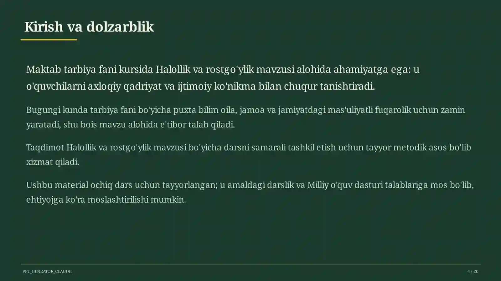 Halollik va rostgo'ylik (2-sinf) 4