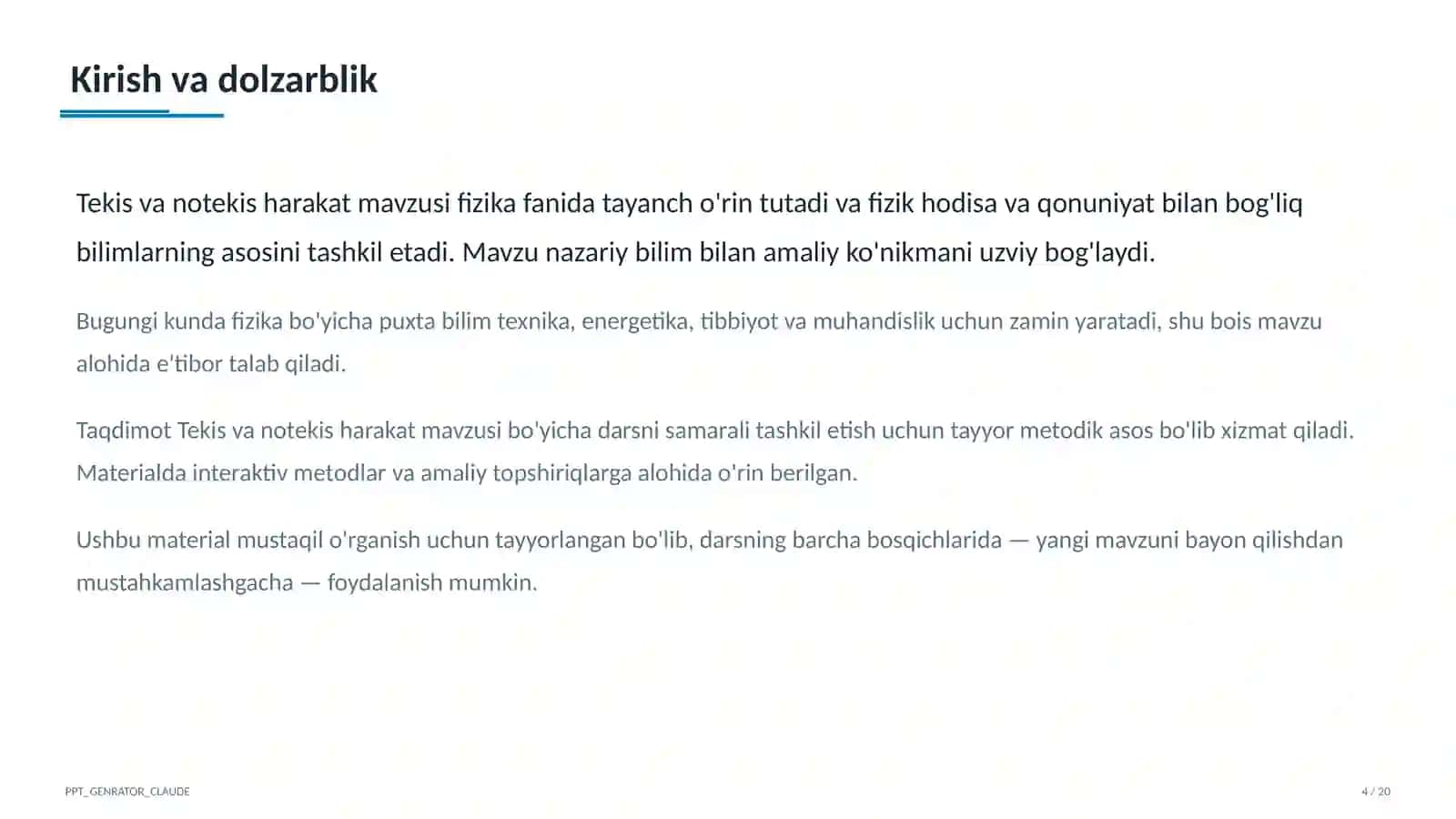 Tekis va notekis harakat (7-sinf) 4