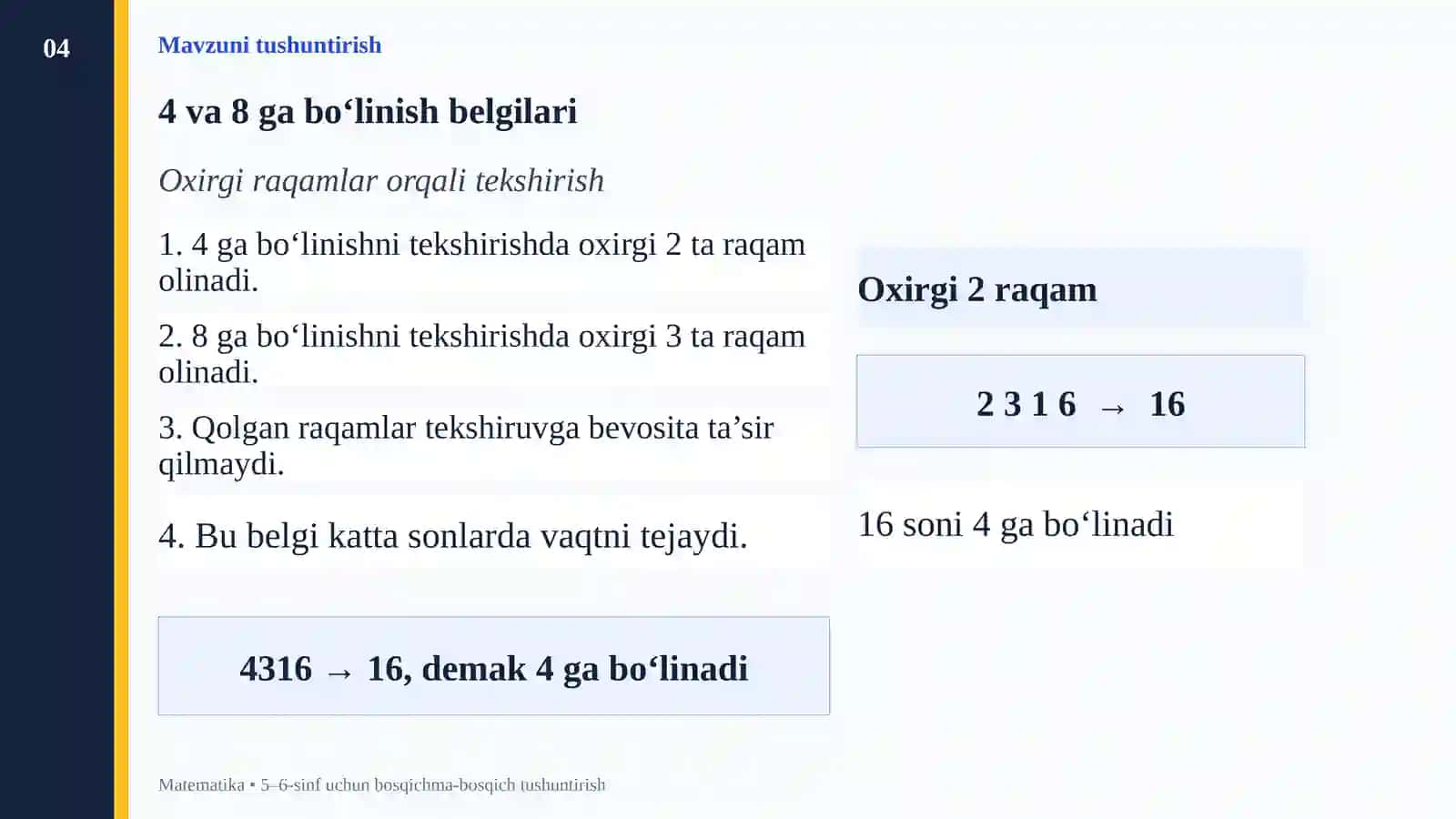 Bo‘linish belgilari va qoldiqli bo‘lish 4