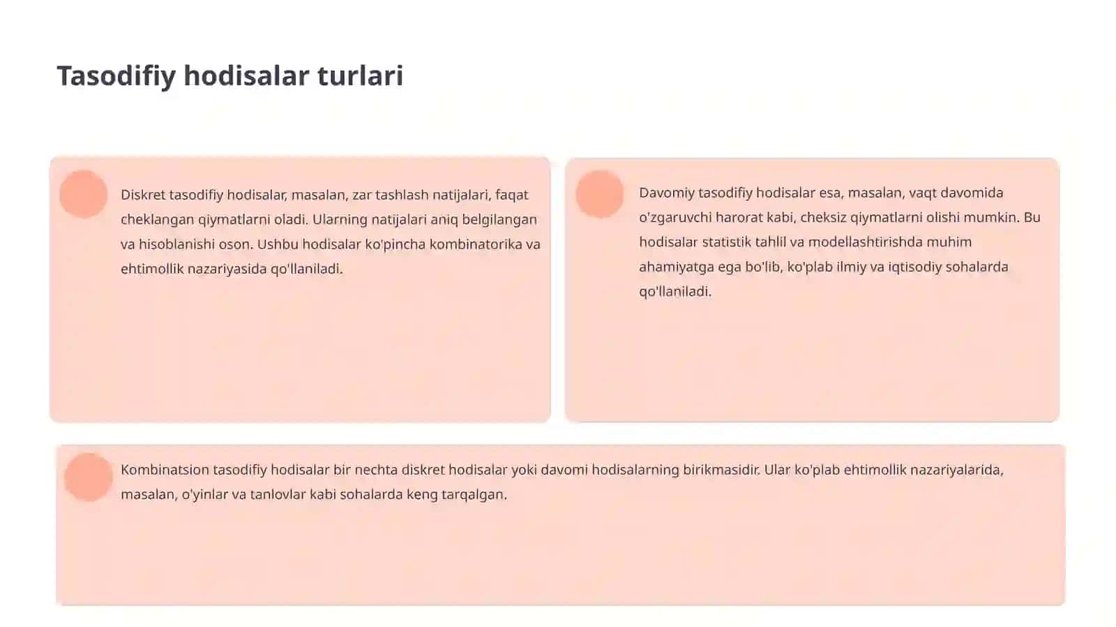 Tasodifiy hodisalar turlari 4