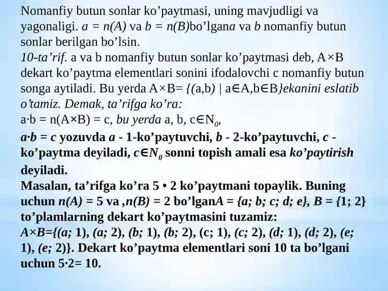 Nomanfiy butun sonlarni ko`paytirish amaliyati 4