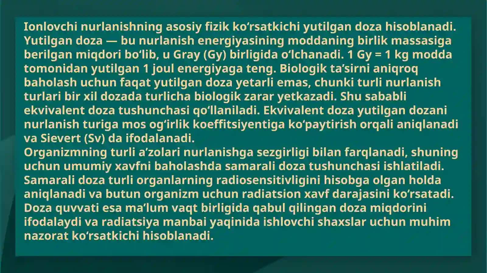 Ionlovchi nurlanish dozimetriyasi asoslari 4