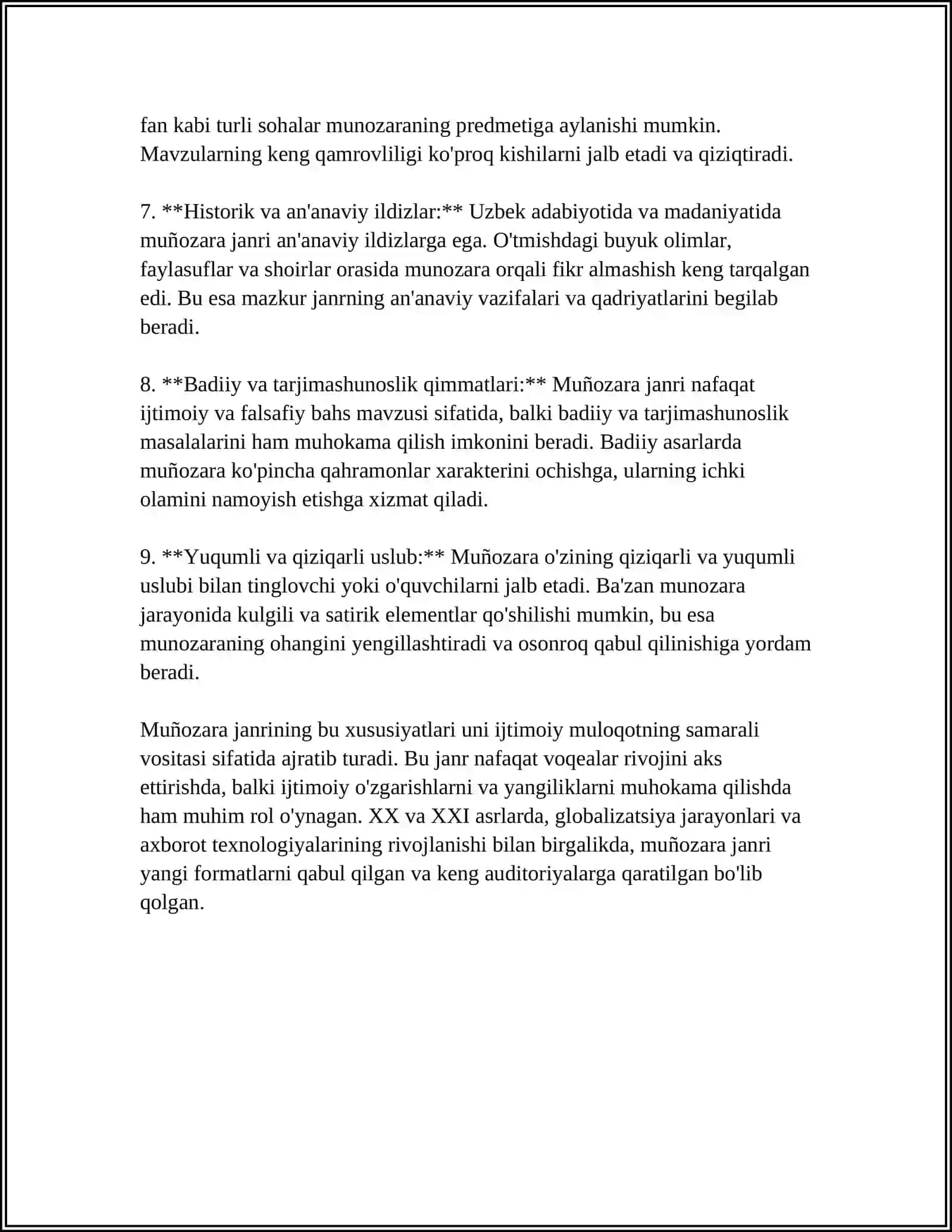 MUNOZARA JANRI. MUNOZARA JANRINING MANBALARI. YUSUF AMIRIY VA UNING “OʻQ VA YOY” ASARI 4