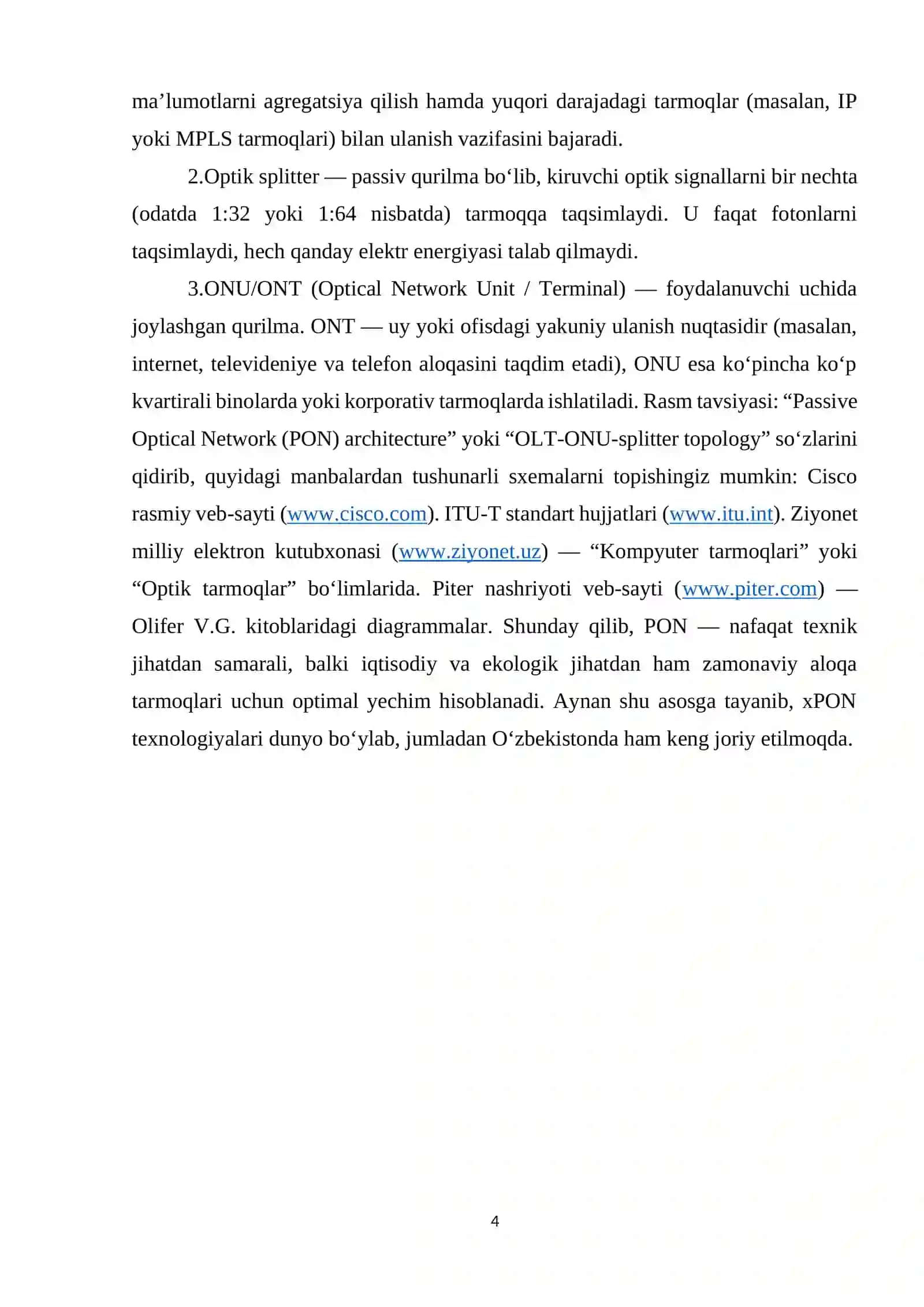 xPON texnologiyasining turlari 4