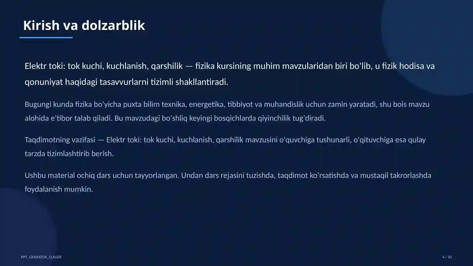 Elektr toki: tok kuchi, kuchlanish, qarshilik (8-sinf) 4