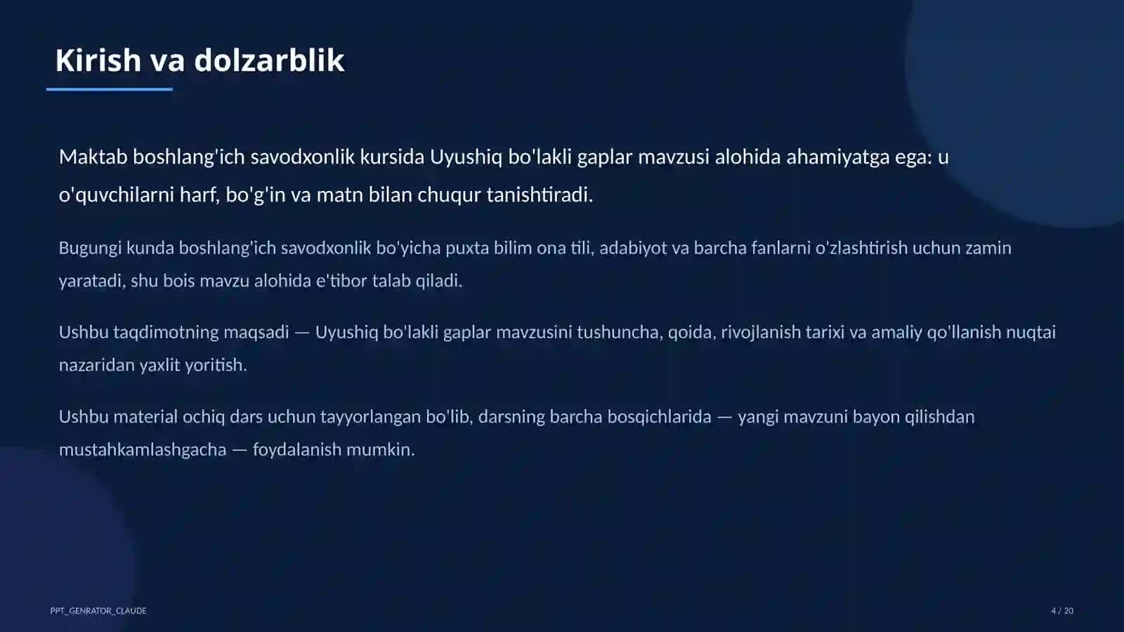 Uyushiq bo'lakli gaplar (4-sinf) 4