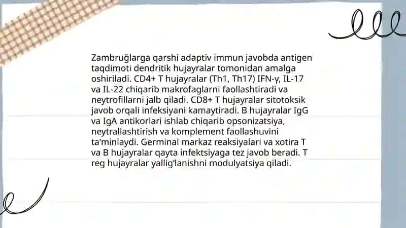 Zambruğli kasalliklarda immunitet javob reaksiyalari 4