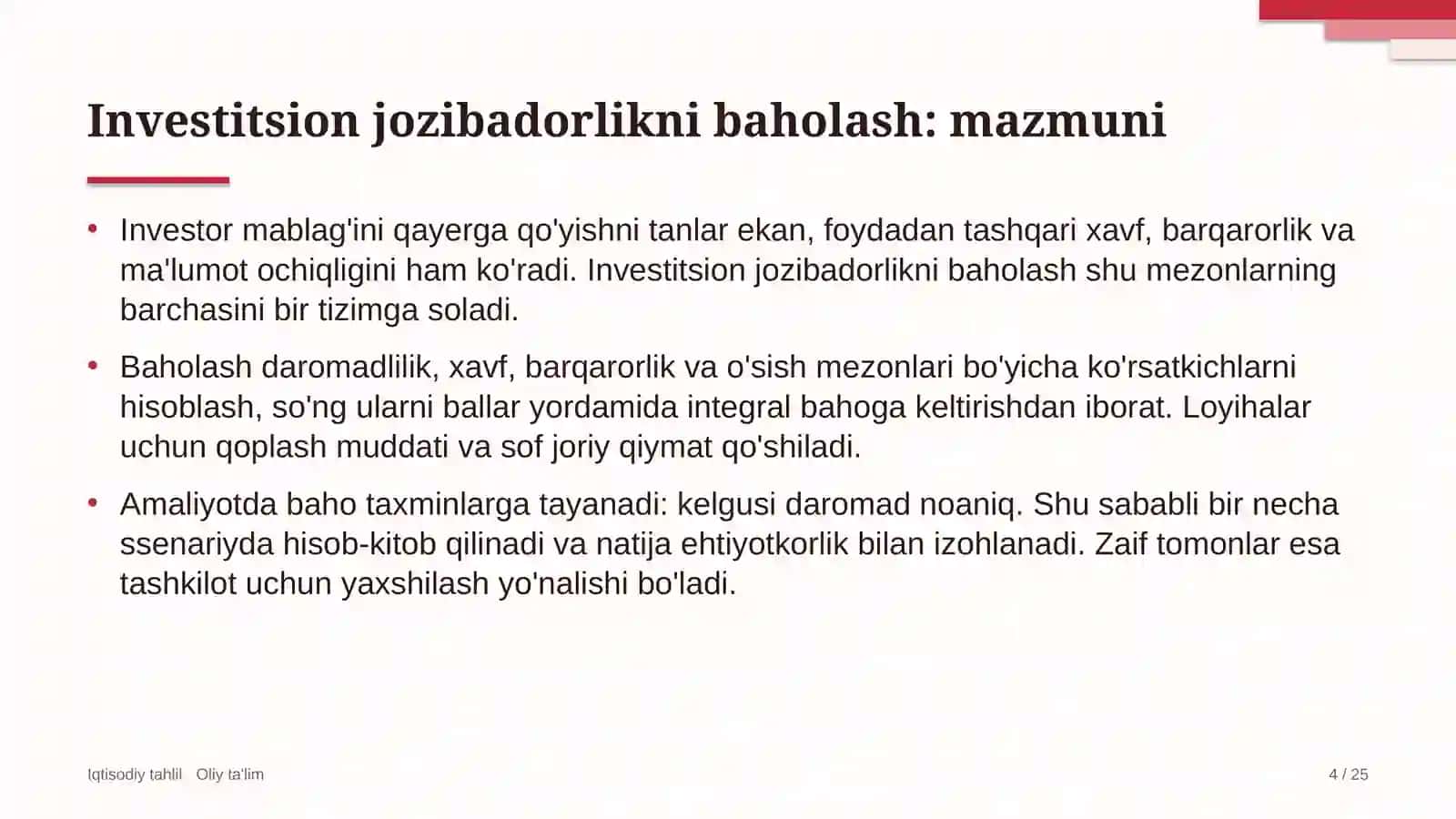 xususiy banklarda investitsion jozibadorlikni baholash 2333 4