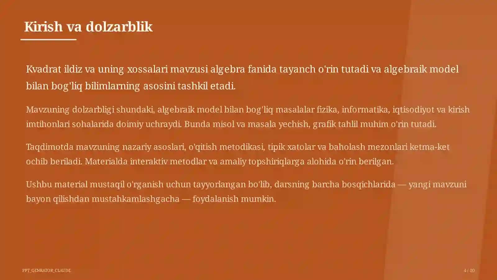 Kvadrat ildiz va uning xossalari (8-sinf) 4