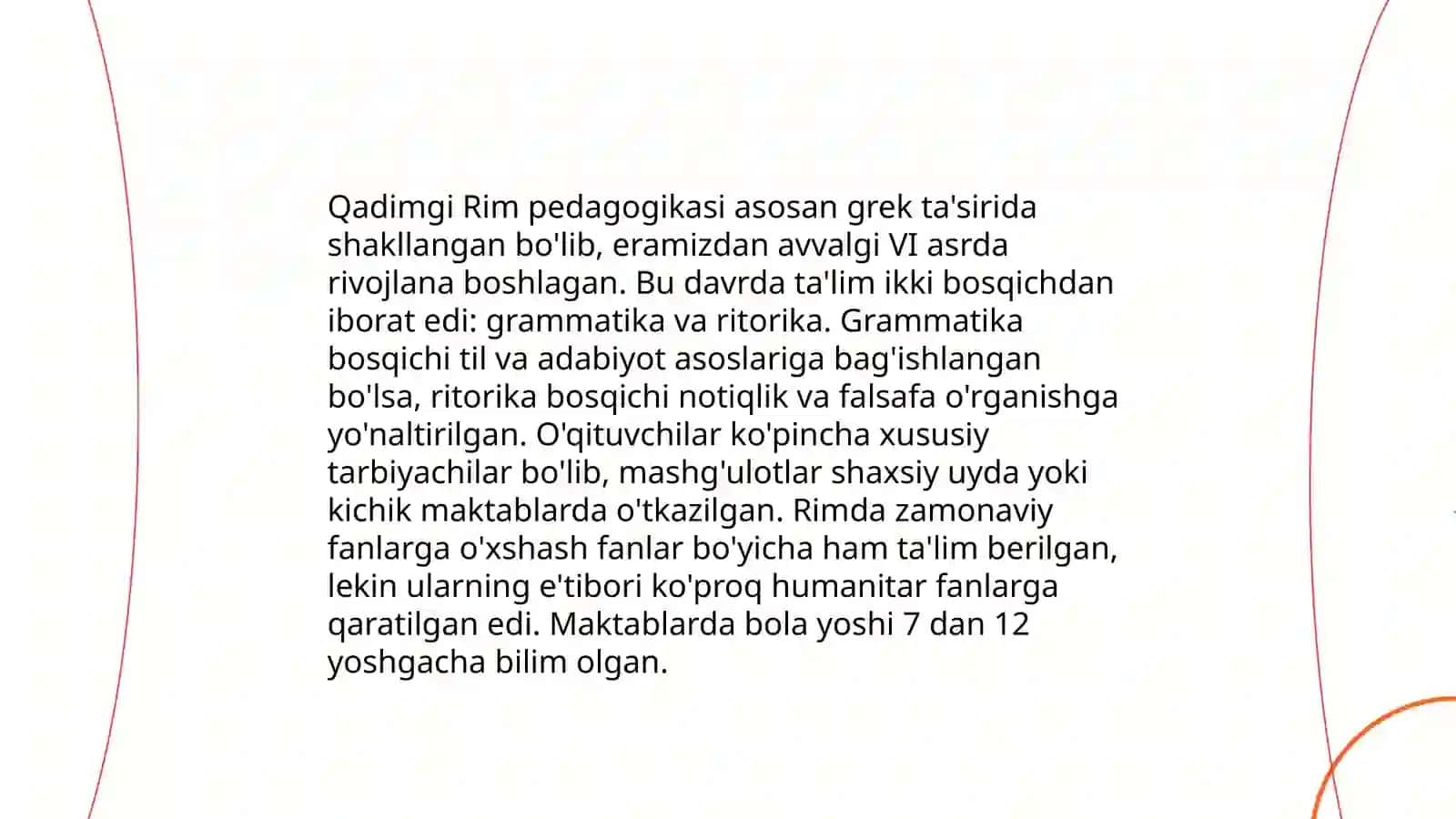 Eng qadimgi davrlardan XX asrgacha jahon pedagogika fanining rivoji 4
