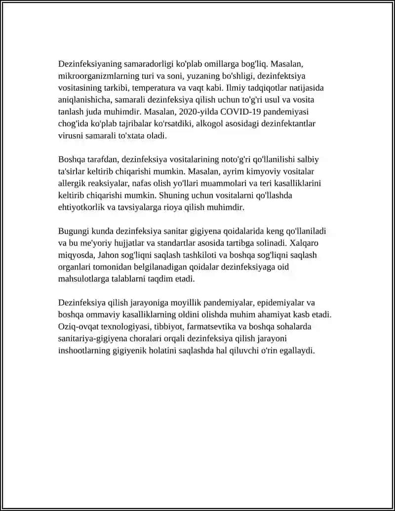 DEZINFEKSIYA TURLARI. DEZINFEKSIYA TASNIFI. ASBOB-ANJOMLAR DEZINFEKSIYASI 4