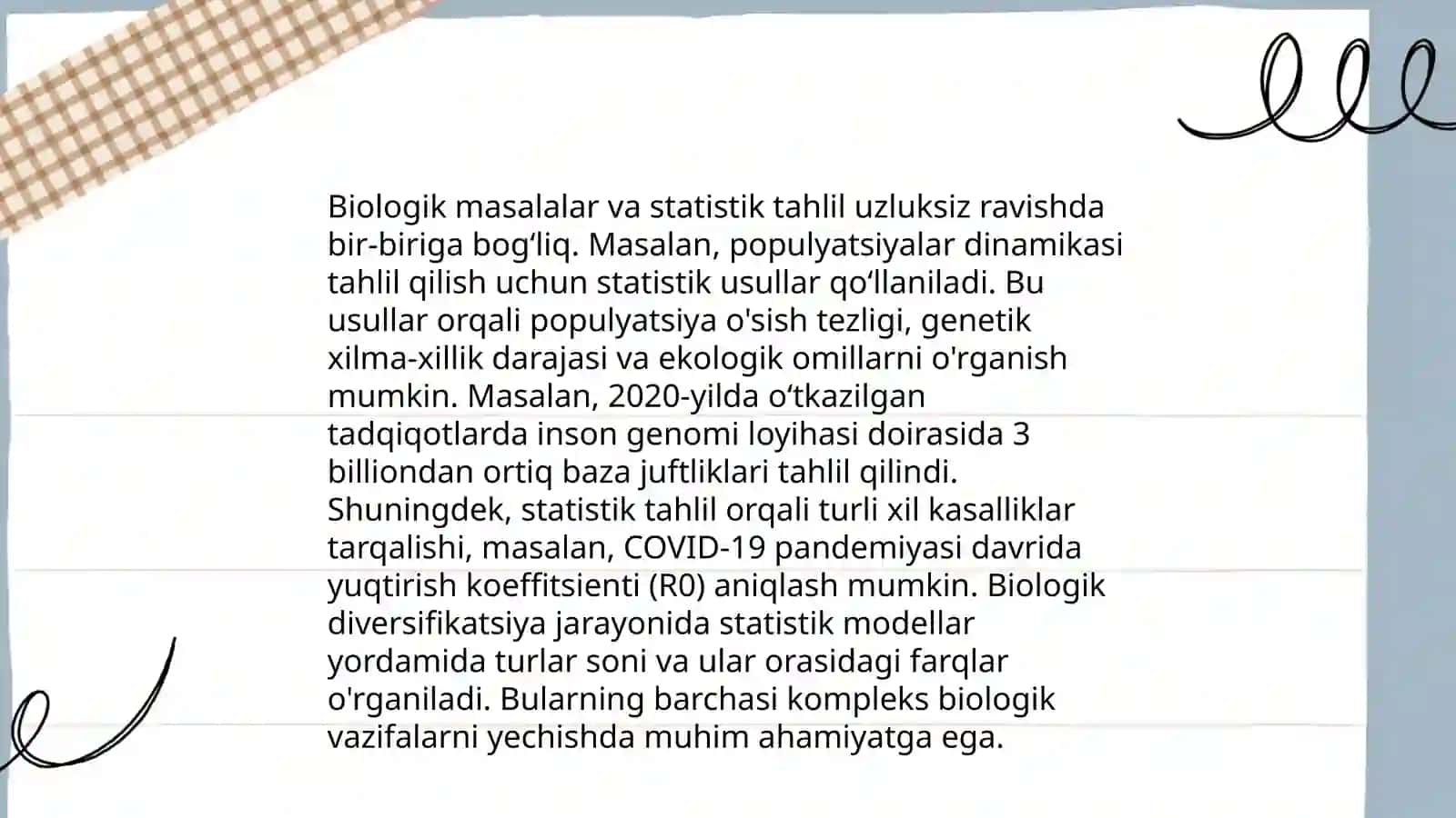 Tibbiy biologik masalalarni yechishda matematik statistika elementlaridan foydalanish 4
