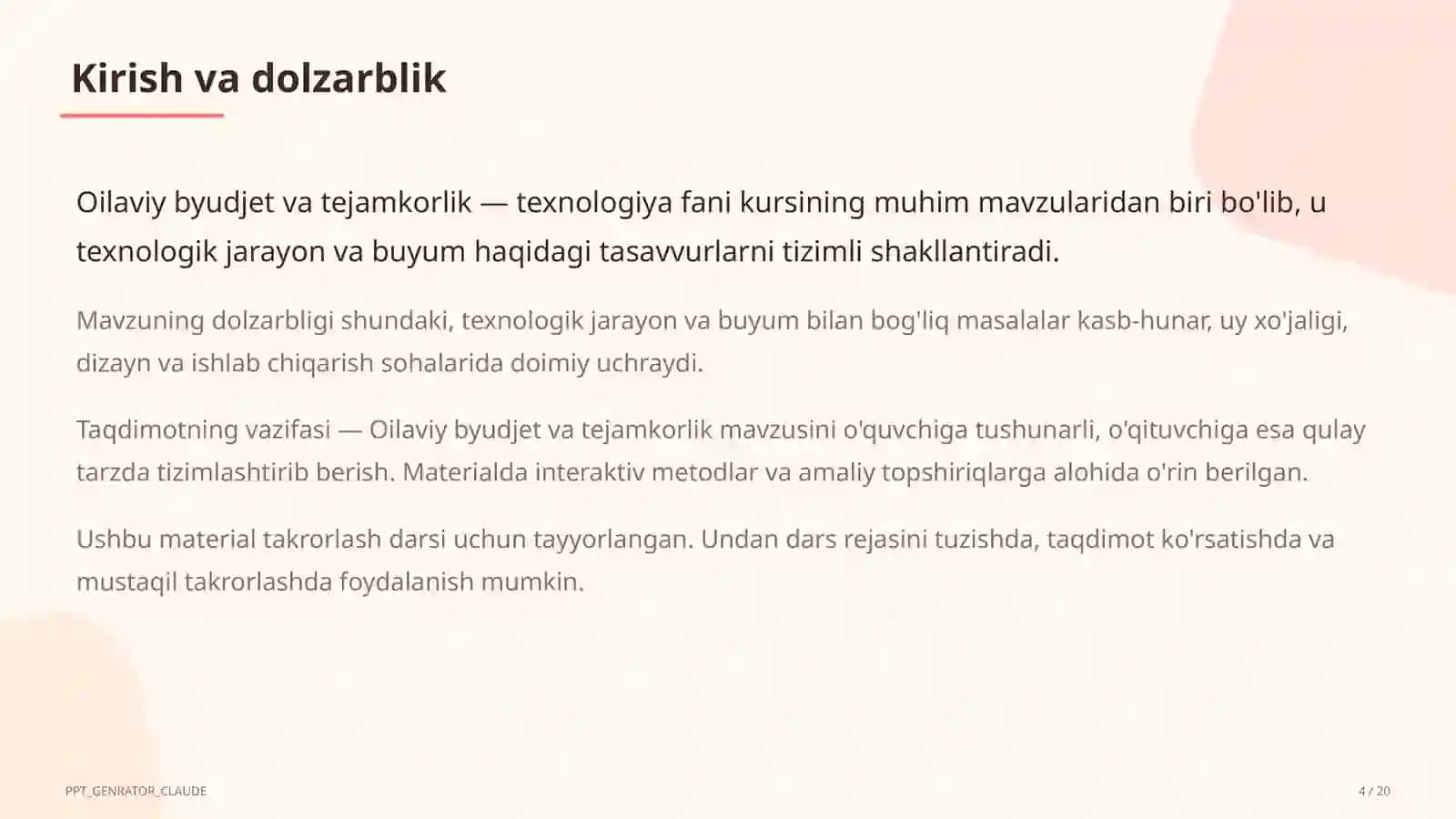 Oilaviy byudjet va tejamkorlik (9-sinf) 4