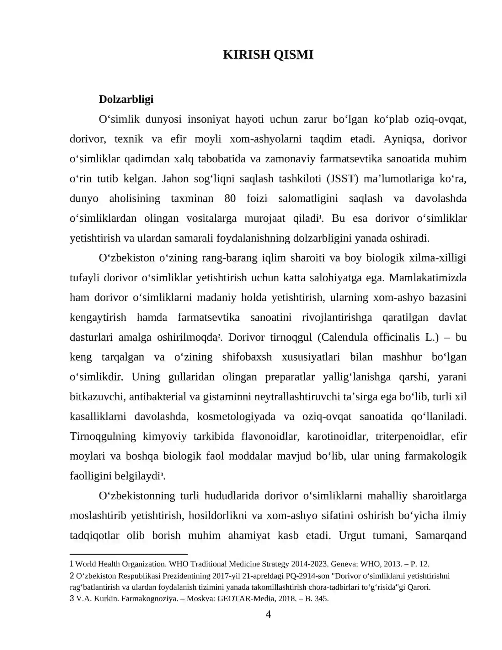 Urgut Tumanida dorivor tirnoqgul (Calendula officinalis L.) Bioekologik xususiyatlariga agrotexnologik ta'sirlarni o'rganish. 4