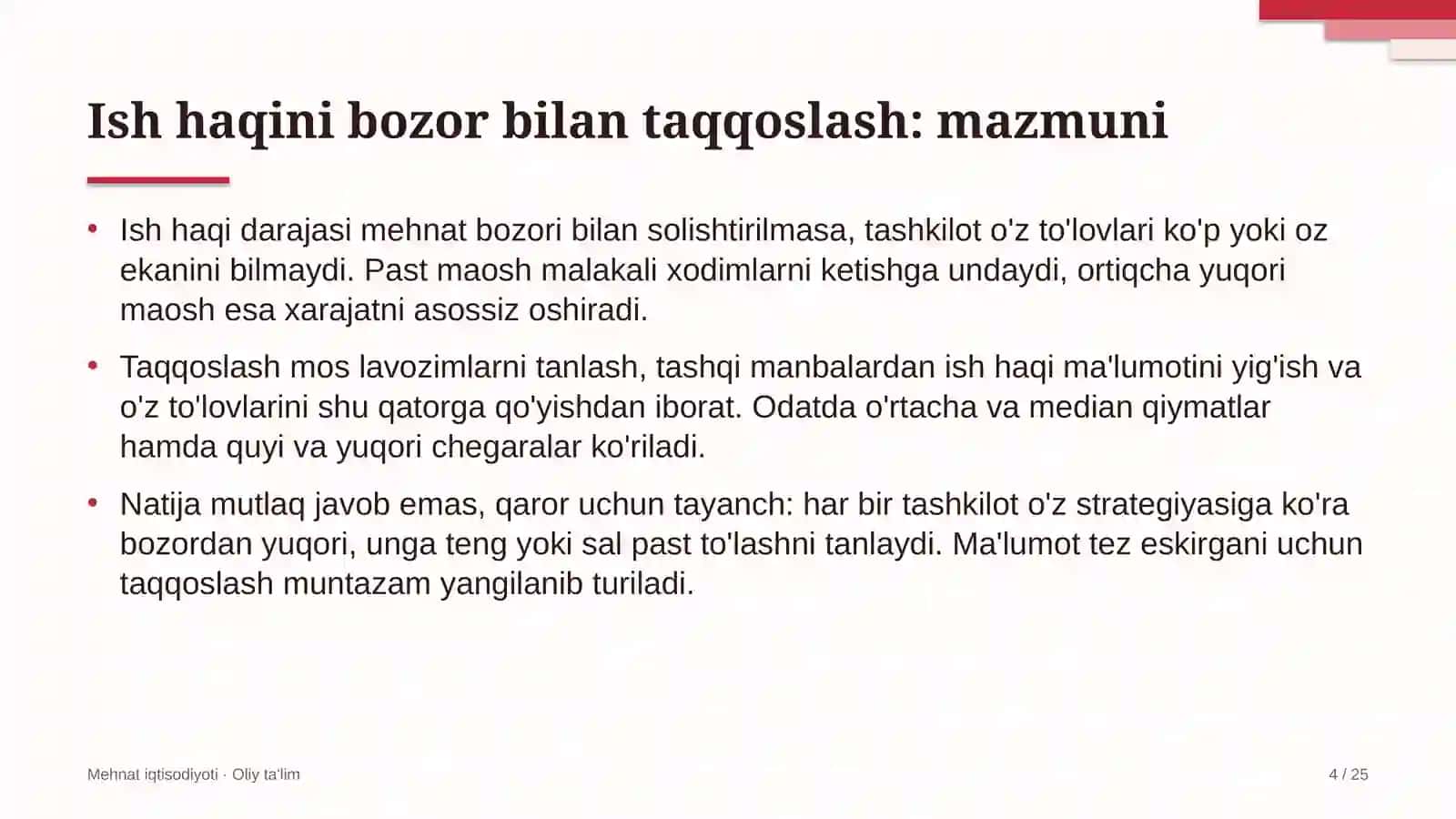 ombor xo'jaligida ish haqini bozor bilan taqqoslash 9883 4