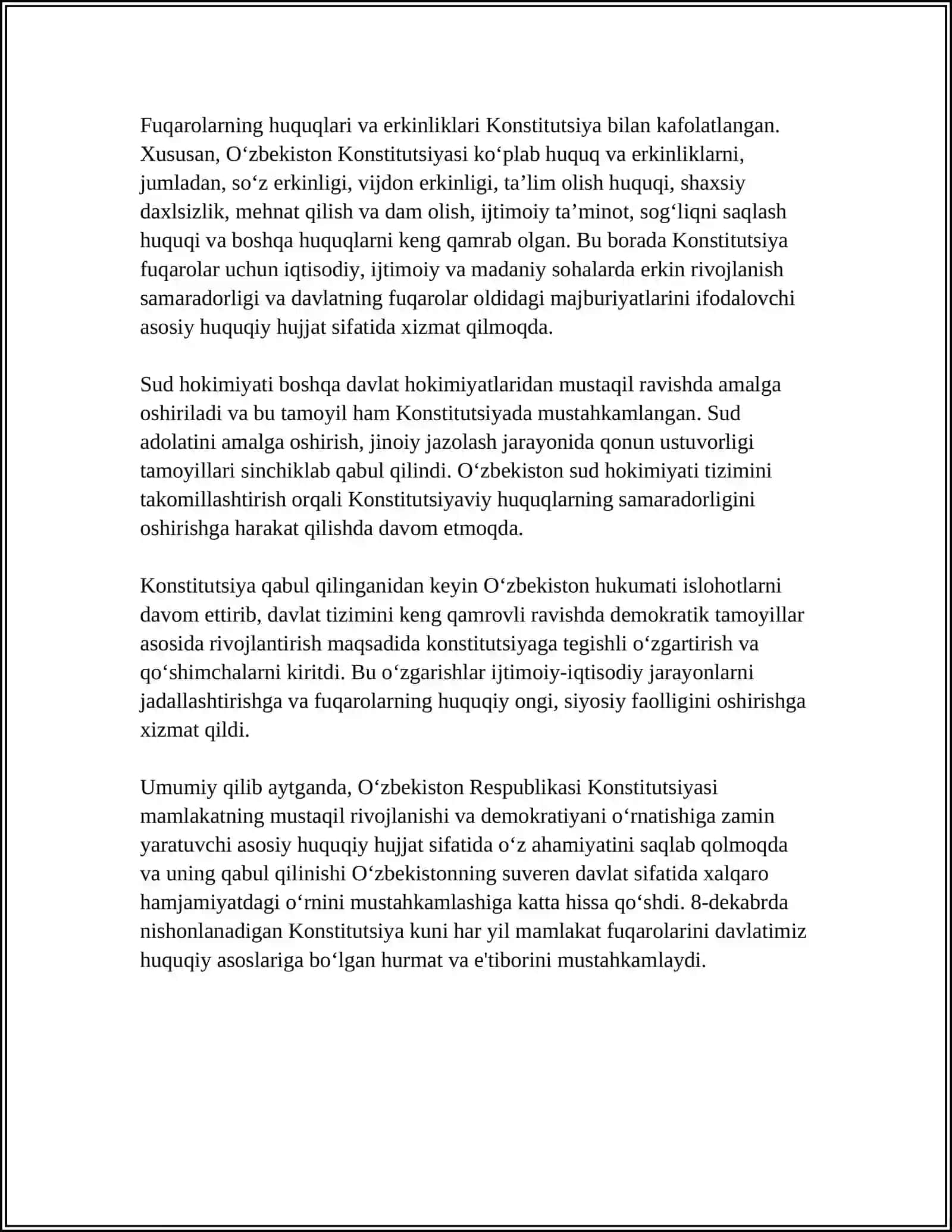 8 - DEKABR KONSTUTSIYA KUNI MUSTAQIL ISH 4