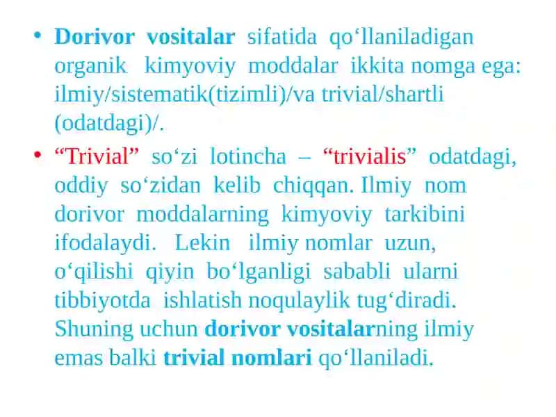 Dorivor vositalarning nomlanishi 4