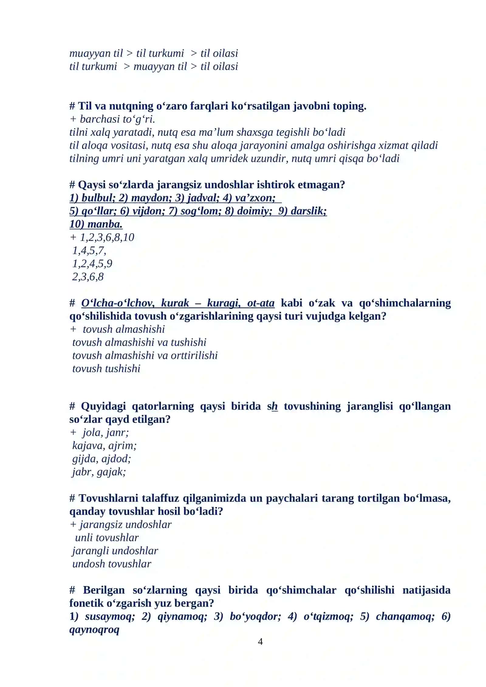 Ona tili va adabiyot fanidan yakuniy test savollari 4