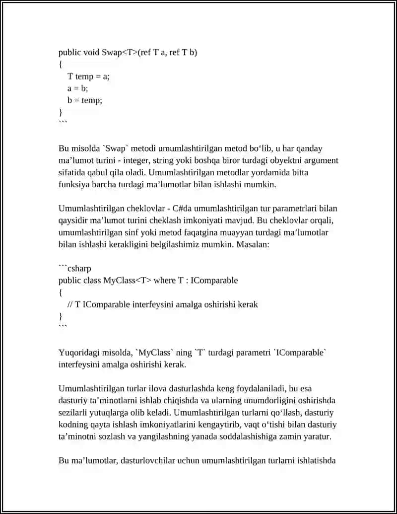 C#DA UMUMLASHGAN TURLAR 4