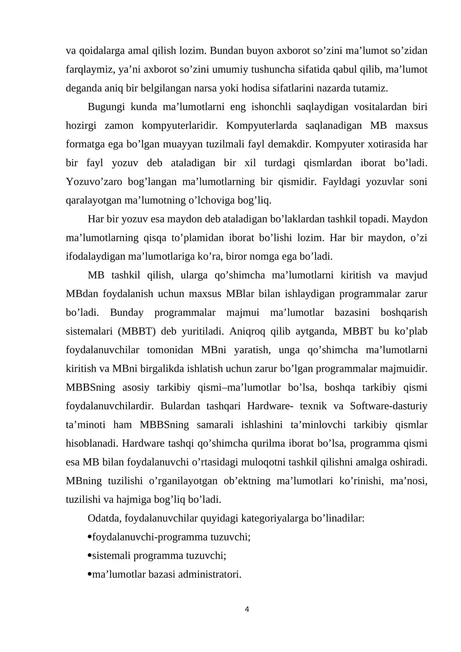 Fakultetdagi ma'lumotlar ba'zasini loyihalash 4