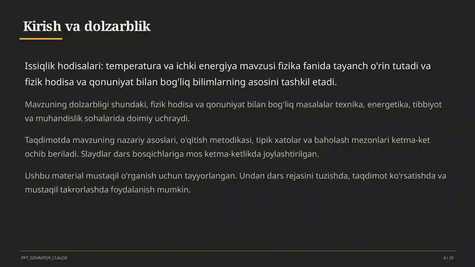 Issiqlik hodisalari: temperatura va ichki energiya (8-sinf) 4