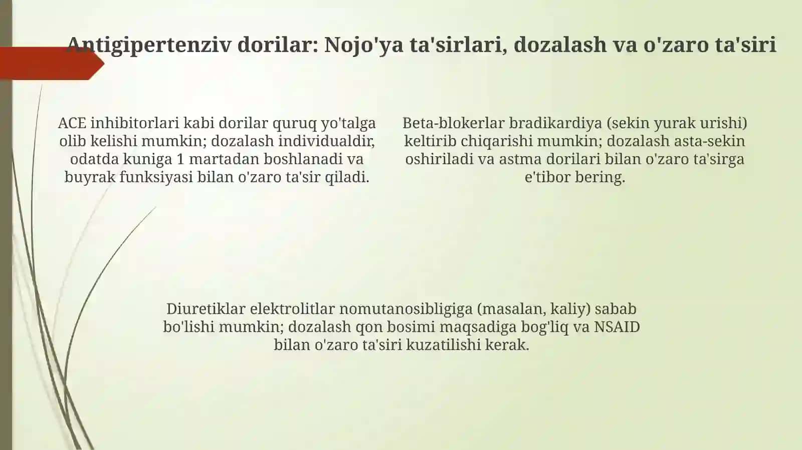 Gipertenziv vositalar. Odam organizmi tonusini kuchaytiruvchi dorivositalari 4