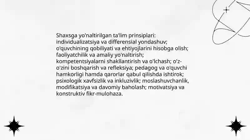 Kompetentsiyaviy yondashuv. Shaxsga yo'naltirilgan texnologiyalar 4